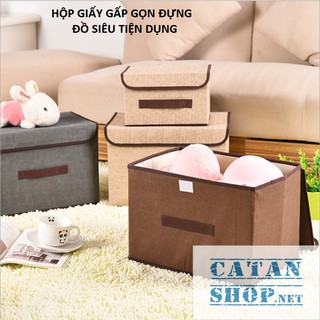 Combo 2 Hộp vải đựng vật dụng xếp gọn, hộp đựng đồ gia đình gấp gọn siêu tiện dụng, tiết kiệm diện tích GD249