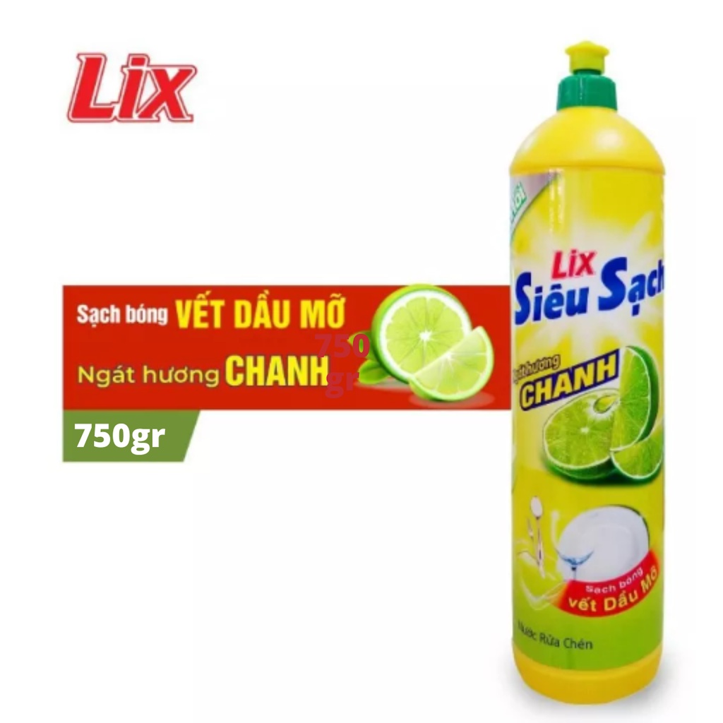 Ảnh Nước rửa chén siêu sạch chanh 750gr NS750 sạch bóng viết dầu mỡ hương chanh thơm mát - Lixco Vietnam 2