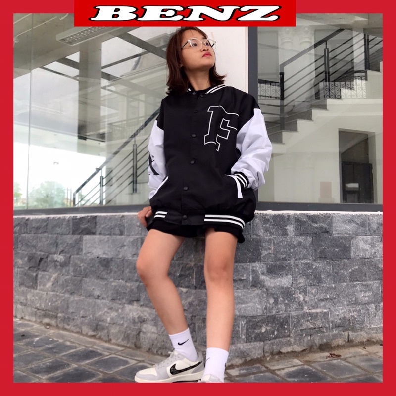 Áo khoác dù bomber nam nữ in hình chữ F áo gió 2 lớp Fom rộng unisex oversize đến 70kg chất vải mero sịn mềm mịn AT 7689