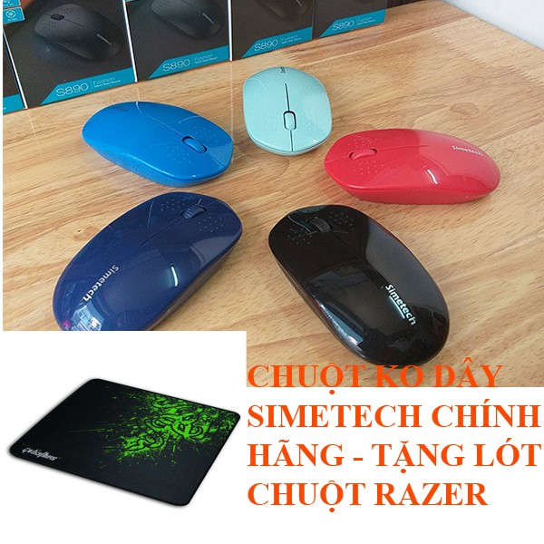 COMBO CHUỘT KHÔNG DÂY SIMETECH S890 TẶNG MIẾNG LÓT CHUỘT RAZER CỰC ĐẸP ...