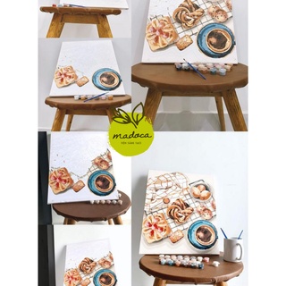 Tranh tô màu số hóa Madoca có khung 40x50cm tiệc bánh ngọt T474