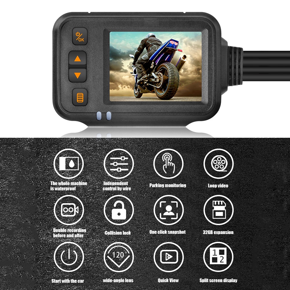 Ảnh Ekleva camera Ghi Hình Trước Sau Chống Nước 720p hd Cho Xe Mô Tô dvr dash dvr 1