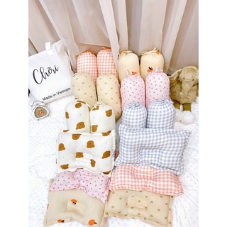 Bộ Chặn Bông Kèm Gối Chéri Hàng Xuất Hàn Vải Organic Mềm Cao Cấp | Minizon Kids