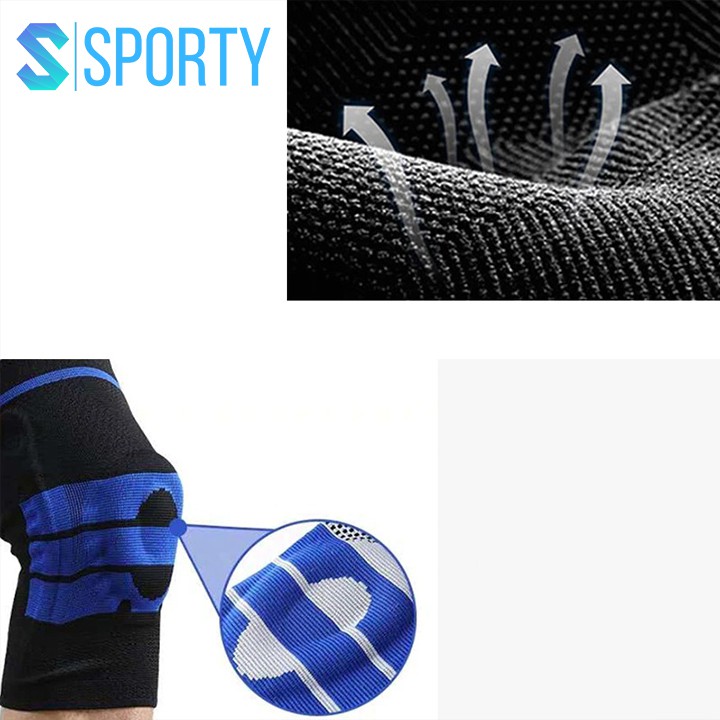 Băng quấn đầu gối SPORTY 1123X vải dệt tích hợp đai đeo lò xo