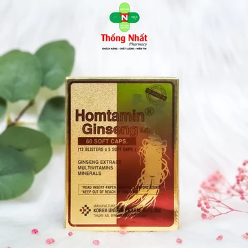 Homtamin Ginseng Hàn Quốc nhân sâm bổ sung vitamin tăng sức đề kháng ăn ngon chính hãng hộp 60 viên