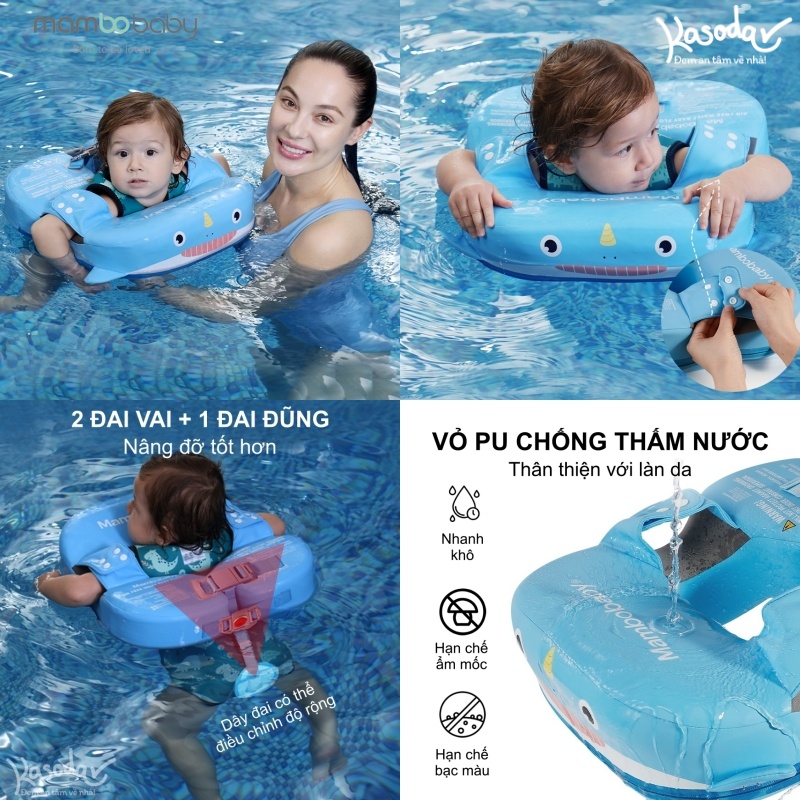 Phao bơi không bơm hơi cho bé từ 8 tháng 1 2 3 4 tuổi phao tập bơi chống lật Mambobaby