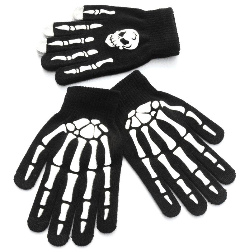 Unisex Adult Children Winter Cycling Full Fingered Gloves Halloween Horror Skull
