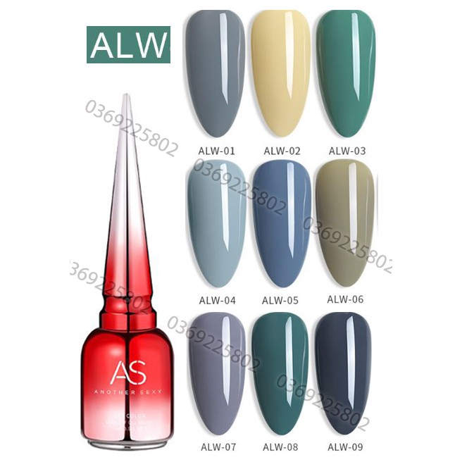 SET Sơn gel AS mẫu chai đỏ nhọn mã  ALW 9 chai 15ml siêu HOT siêu xịn