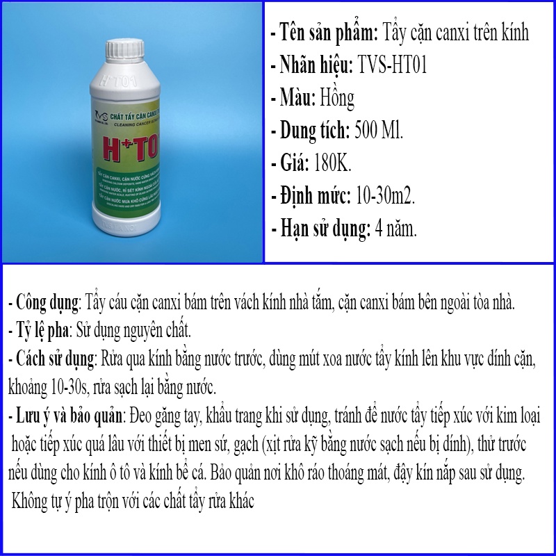 Ảnh Tẩy Cặn Canxi Trên Kính TVS Tẩy Cặn Nước Cứng, Kính Nhà Tắm, Kính Tòa Nhà 500ml 2