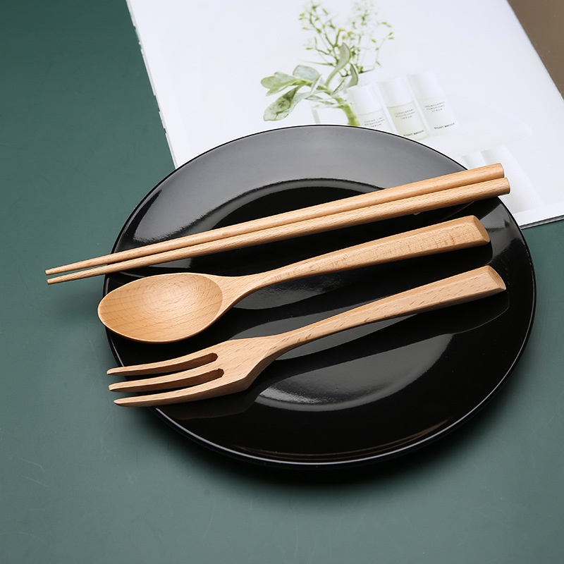 Bộ Dụng Cụ Ăn Uống Bằng Gỗ Tre Tiện Dụng