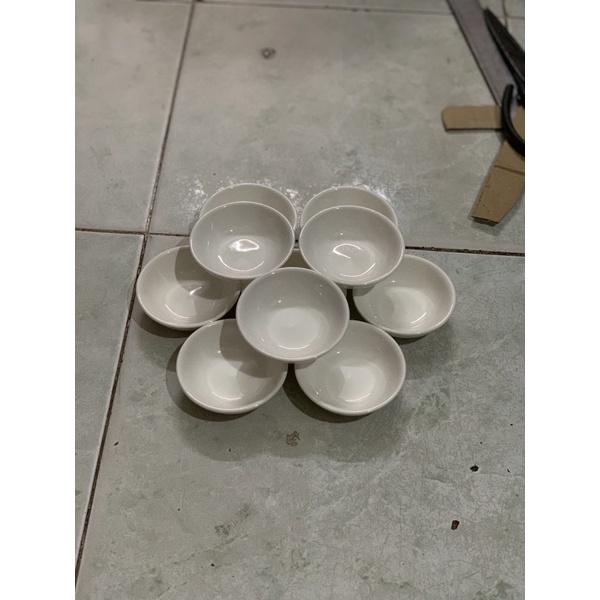 lốc 10 Chén Sứ Nhỏ Tráng Men Trắng Đựng Nước Chấm , Muối Tiêu Kích Thước Miệng 7,5cm Cao 2cm