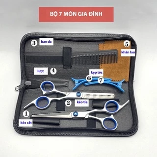 (gì cũng rẻ) Bộ kéo cắt tóc gia đình 7 món ,kéo cắt tóc trẻ em ,salon tóc đều phù hợp sử dụng
