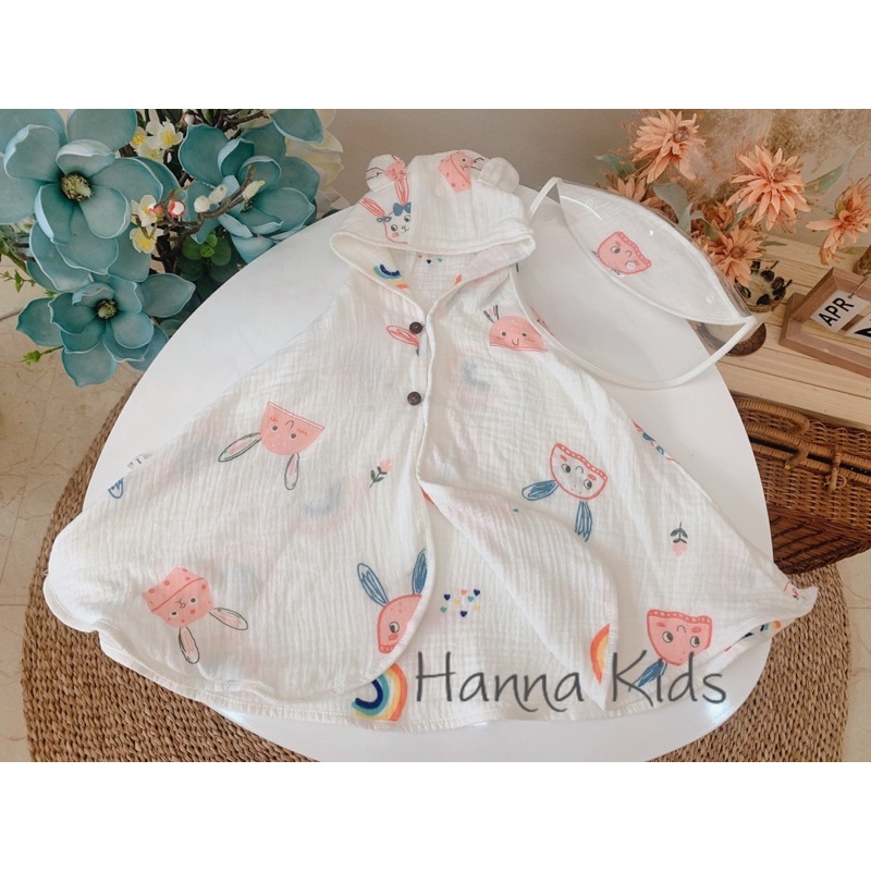 Áo Choàng 2 Lớp 2 Mặt Xô Hàn Muslin Cho Bé Kèm Tấm Chắn Giọt Bắn Tiện Lợi Mềm Mịn Liena'S Closet