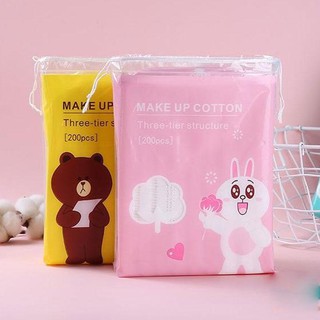 Bông tẩy trang 200 miếng gấu vịt thỏ hàng chính hãng