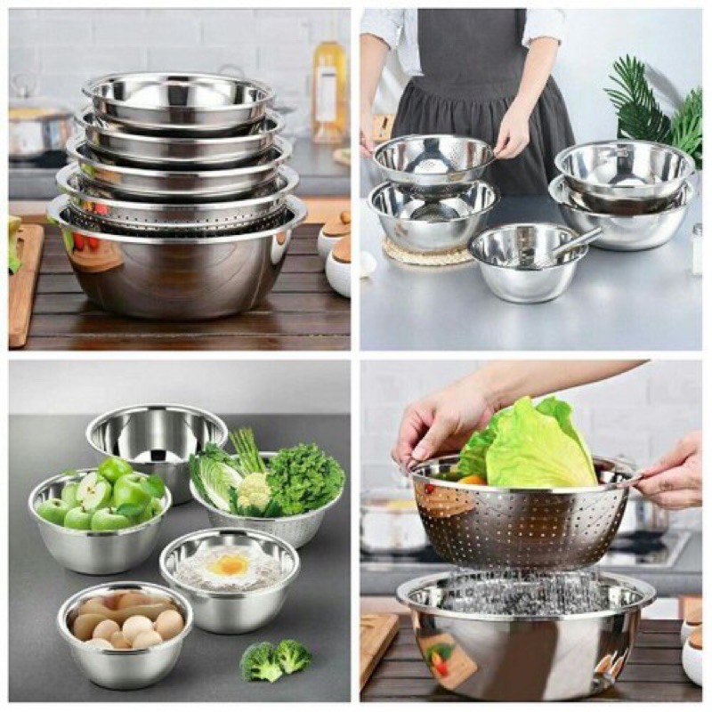 Set 5 rổ thau inox dùng cho nhà bếp | Shopee Việt Nam
