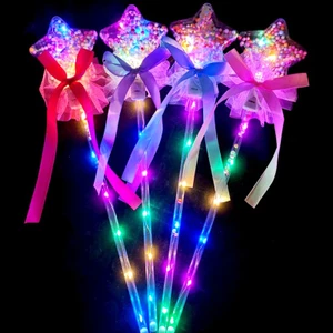 OXXGGKAO Công Chúa Cây Đũa Phép Nhấp Nháy Magic LED Stick Đồ Chơi Cho w Dazzling Ánh Sáng Pha Lê Dạ Quang Trẻ Em Bé Gái Ủng Hộ Rave Ral