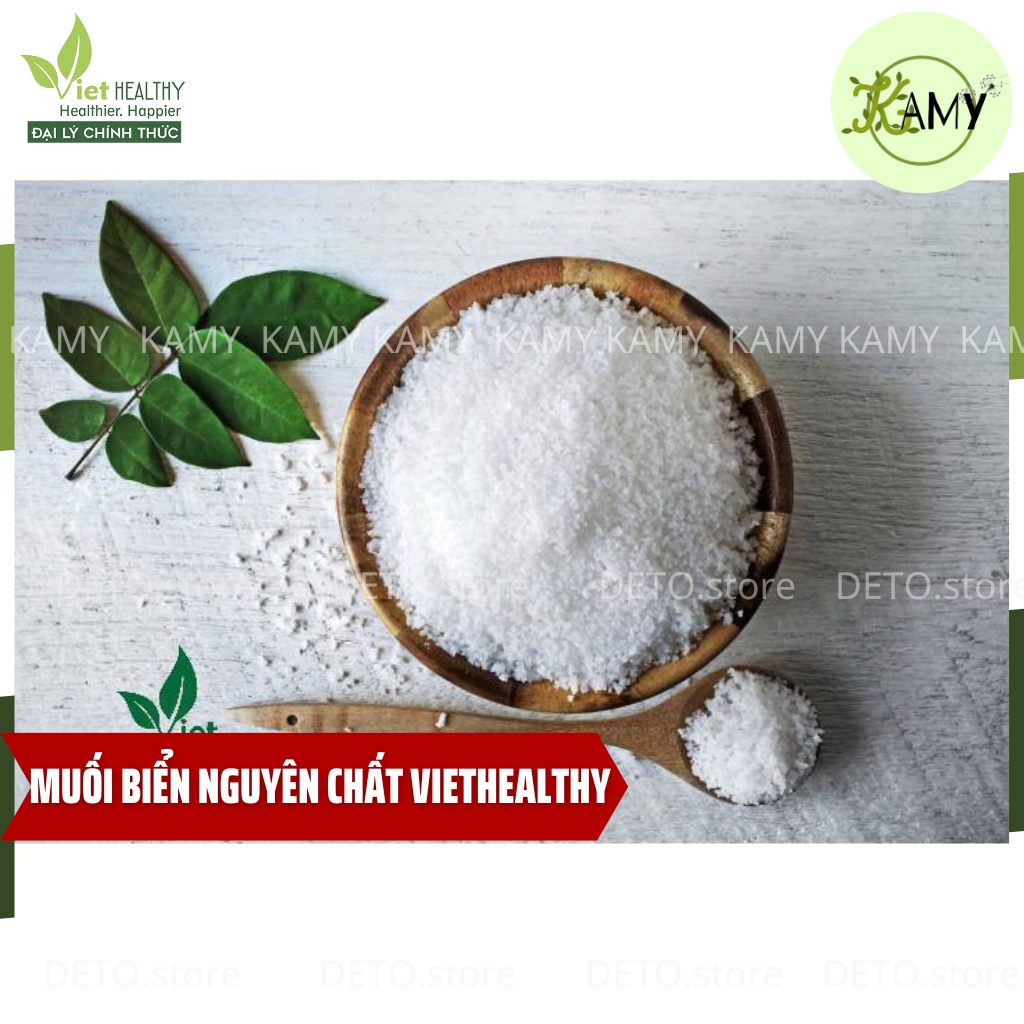 Muối biển tinh khiết 500g Viet Healthy, nguyên chất, giàu khoáng chất tự nhiên, không tẩy trắng