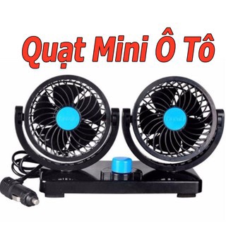 Quạt Đôi Ô Tô Mini 12V - Xoay 360 độ, Cắm Tẩu Sạc, Tiện Ích, Cao Cấp