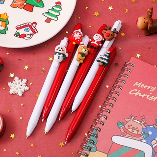 3 Bút Bi Bấm Noel Dễ Thương 14.4Cm Mực Đen 0.5Mm Merry Christmas - Vpp Thỏ Hồng - Thỏ Hồng VPP