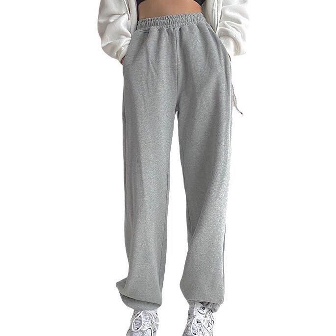 Quần Jogger bo gấu vải thun da cá, ống rộng 2 lớp nam nữ, mua 1 mặc được 2 dáng