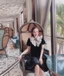 Siêu hot Váy Nhung phối bèo cổ