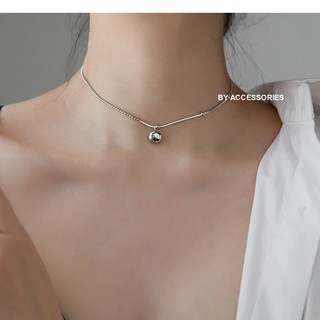 Dây chuyền nữ titan bi tròn mặt tròn khắc chữ Lucky mạ vàng không gỉ