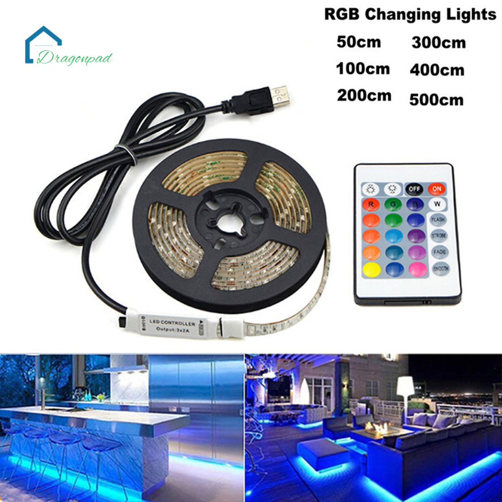 Đèn LED Dây Chống Nước USB 5V Băng Đổi Ánh Sáng RGB Linh Hoạt  Điều Khiển Từ Xa
