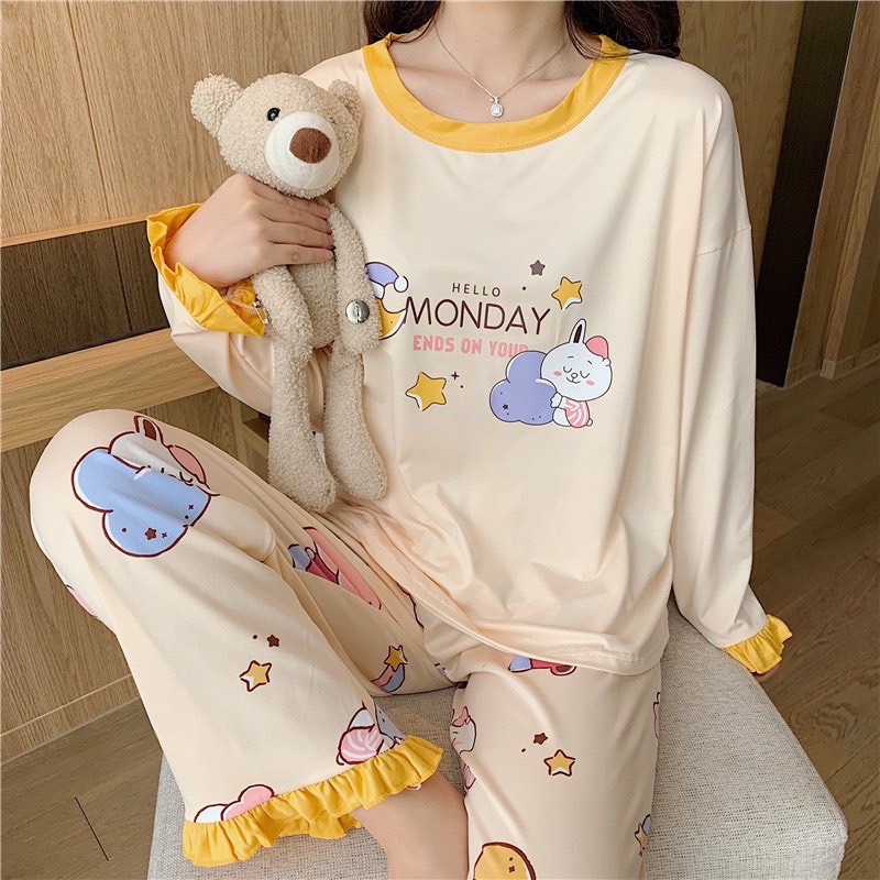 [ẢNH THẬT] ĐỒ BỘ MẶC NHÀ TAY DÀI QUẦN DÀI CỔ TRÒN - ĐỒ BỘ NGỦ - MÈO INDA HOUSE
