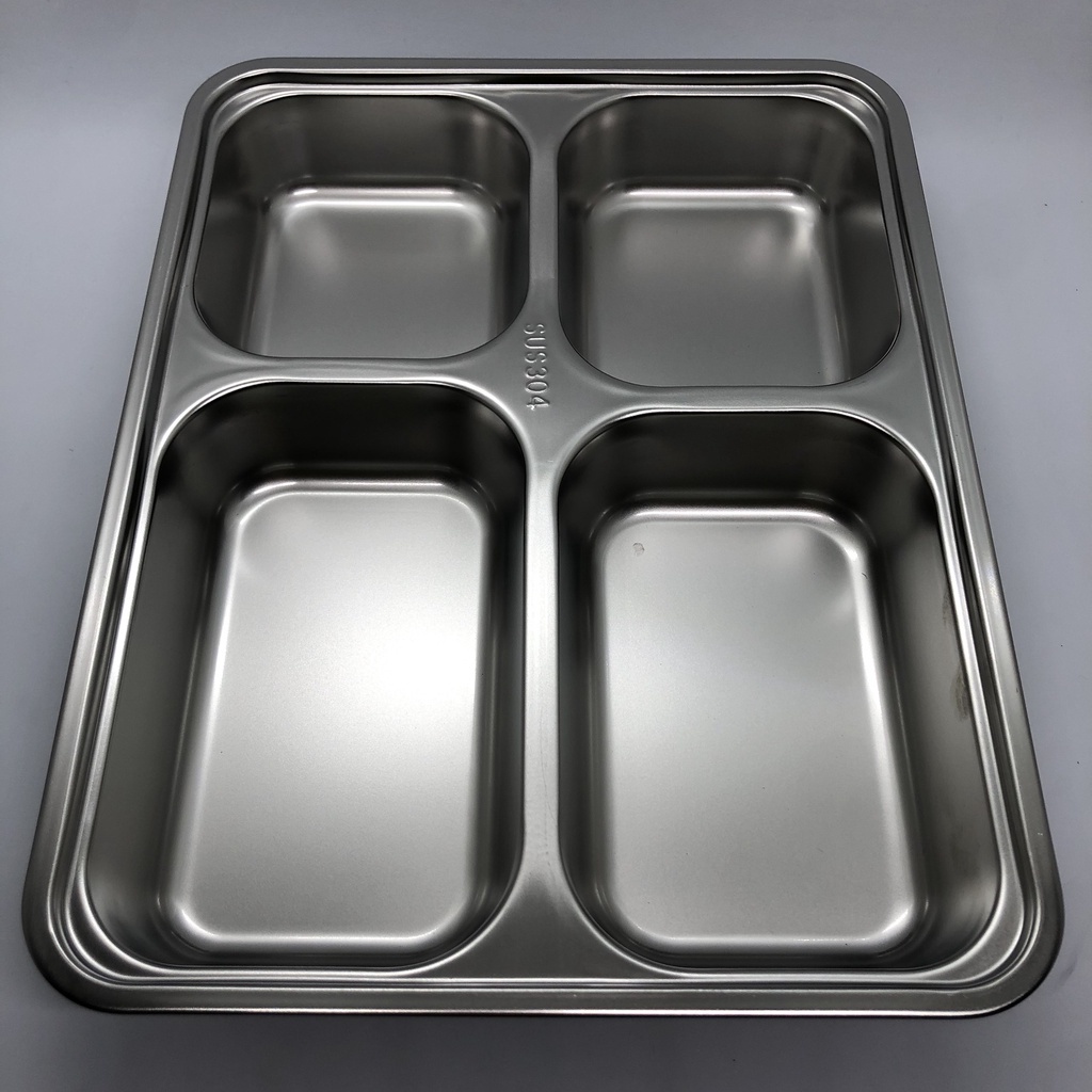 Khay inox 304 sâu lòng 4 ngăn - khay cơm inox hàng CAO CẤP