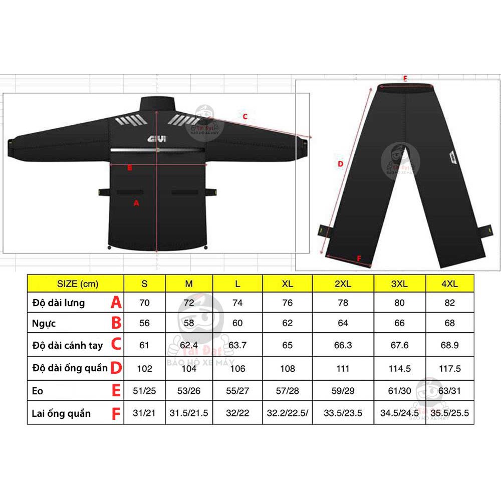 Bộ quần áo mưa GIVI PRS20X siêu nhẹ - Chính hãng GIVI 100%