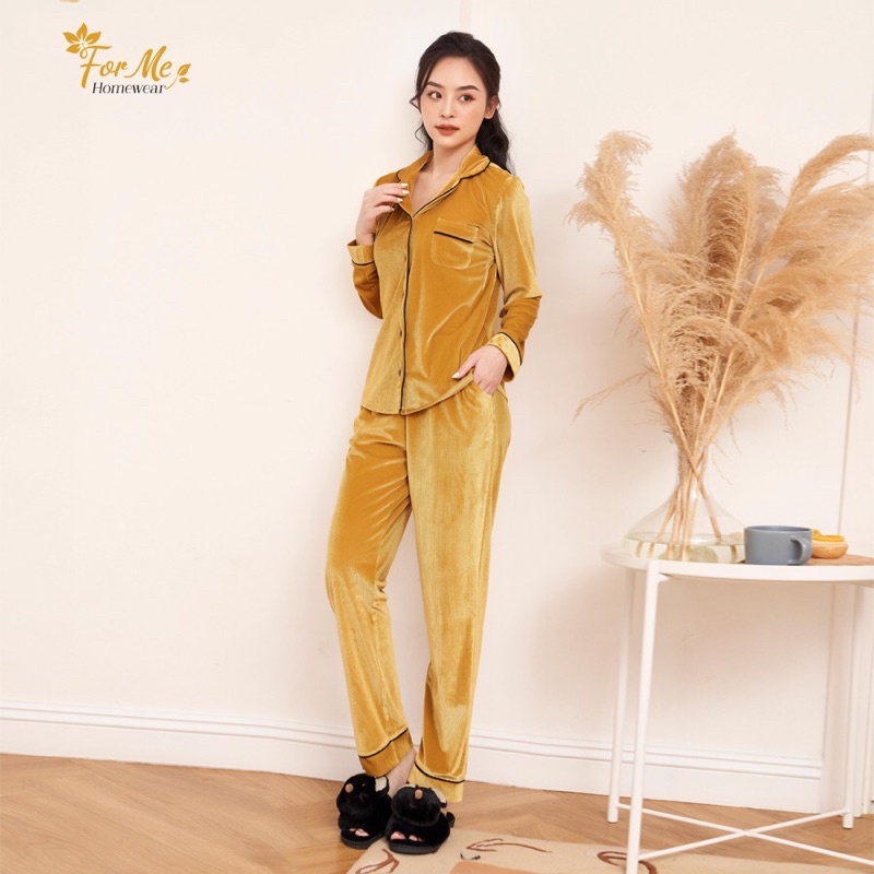 Bộ đồ ngủ,mặc nhà Pijama Nhung Tăm cao cấp mềm mịn và bền màu hãng ForMe
