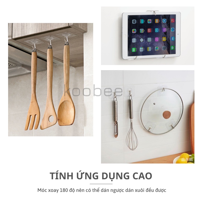 Combo 10 Móc Dán Tường Đa Năng Chịu Lực Chống Ẩm - Móc Treo Đồ Dán Tường KooBee (DC05)