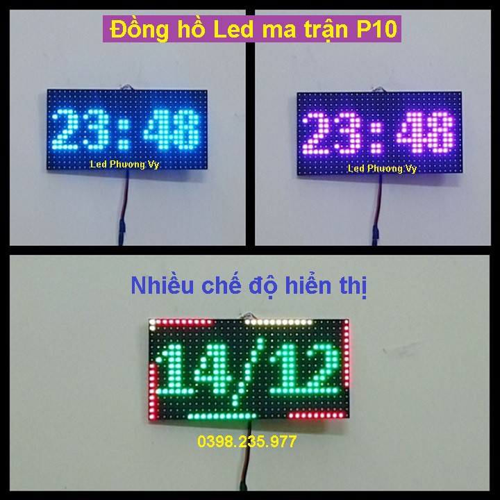 Đồng hồ Led Matrix, Led P10 Full Color đa sắc màu siêu đẹp | Shopee ...