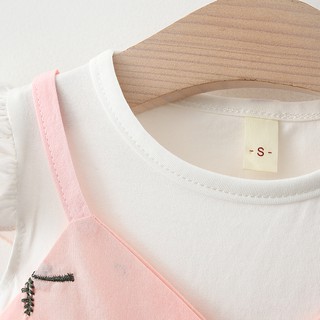 (3-6th) Váy bé gái giả yếm tay bèo hàng Quảng Châu vải cotton tự nhiên mềm mát D722