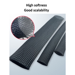 1 / 2 / 5 Mét Màu Đen Cách Nhiệt Bím Tay 1-100 Mm Dây PET Bảo Vệ Cáp Chống Mài Mòn Mở Rộng Dây Cáp Tay Áo