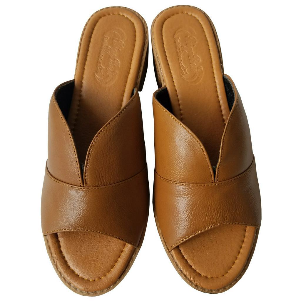 Dép Cao Gót Nữ BIGGBEN Da Bò Thật Cao 4cm HKD686