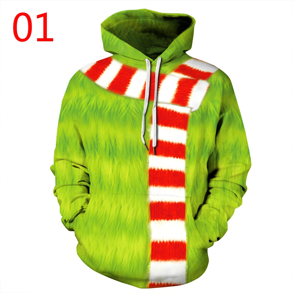 Áo Hoodie Grinch Áo len phong cách Giáng sinh Áo khoác ngoài in 3D
