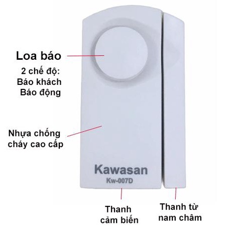 [Chính hãng] Cảm ứng từ báo động báo trộm độc lập không dây lắp cánh cửa Kawa 007D - CAMERA UNIARCH STORE