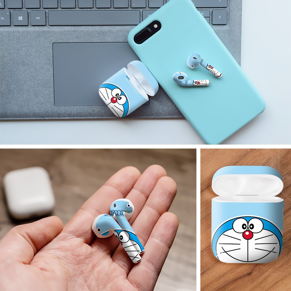 Miếng dán skin cho AirPods in hình Doremon - Dor004 (AirPods 1, 2, 3, Pro, i12)