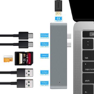 Hub USB C 7 Trong 1 Cho MacBook Pro Air M4 M3 M2 M1 2016-2025 4K HDMI USB 3.0 Thunderbolt 3 TF SD Đầu Đọc Khe Cắm PD