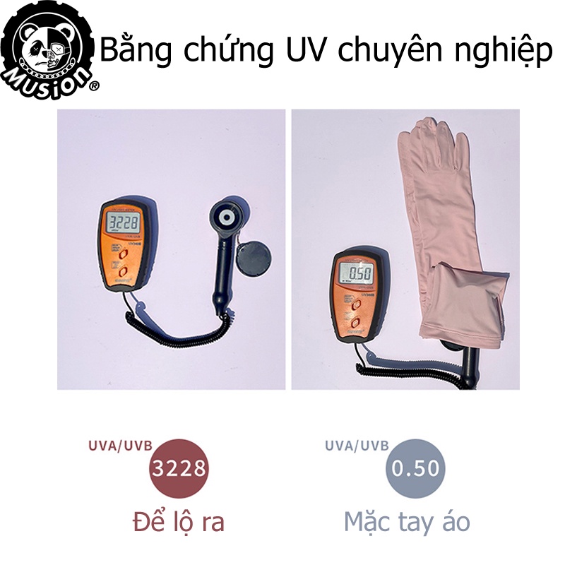 Găng tay Musion vải lụa mát thanh lịch có lỗ xỏ ngón tay chống nắng chống tia UV UPF50