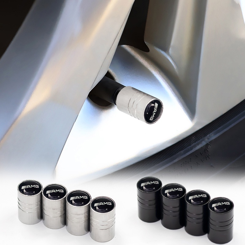 Bộ 4 Nắp Van Khí Nén Hình Trụ Màu Bạc / Đen Cho Toyota Audi BMW Honda Volkswagen