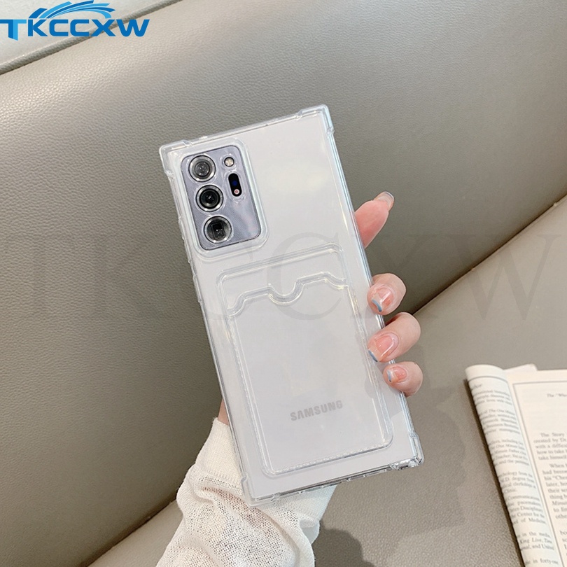 Ốp Điện Thoại Dẻo Trong Suốt Có Túi Khí Chống Sốc Kèm Ngăn Đựng Thẻ Cho Samsung S10e S10 Plus Note 20 Ultra 10+ 10P