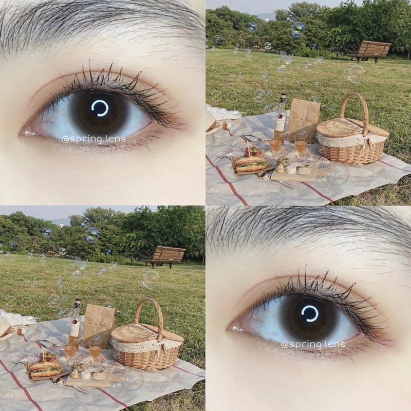 Kính áp tròng Bom Brown nâu sữa trong có giãn tròng 1 tháng | Spring Lens