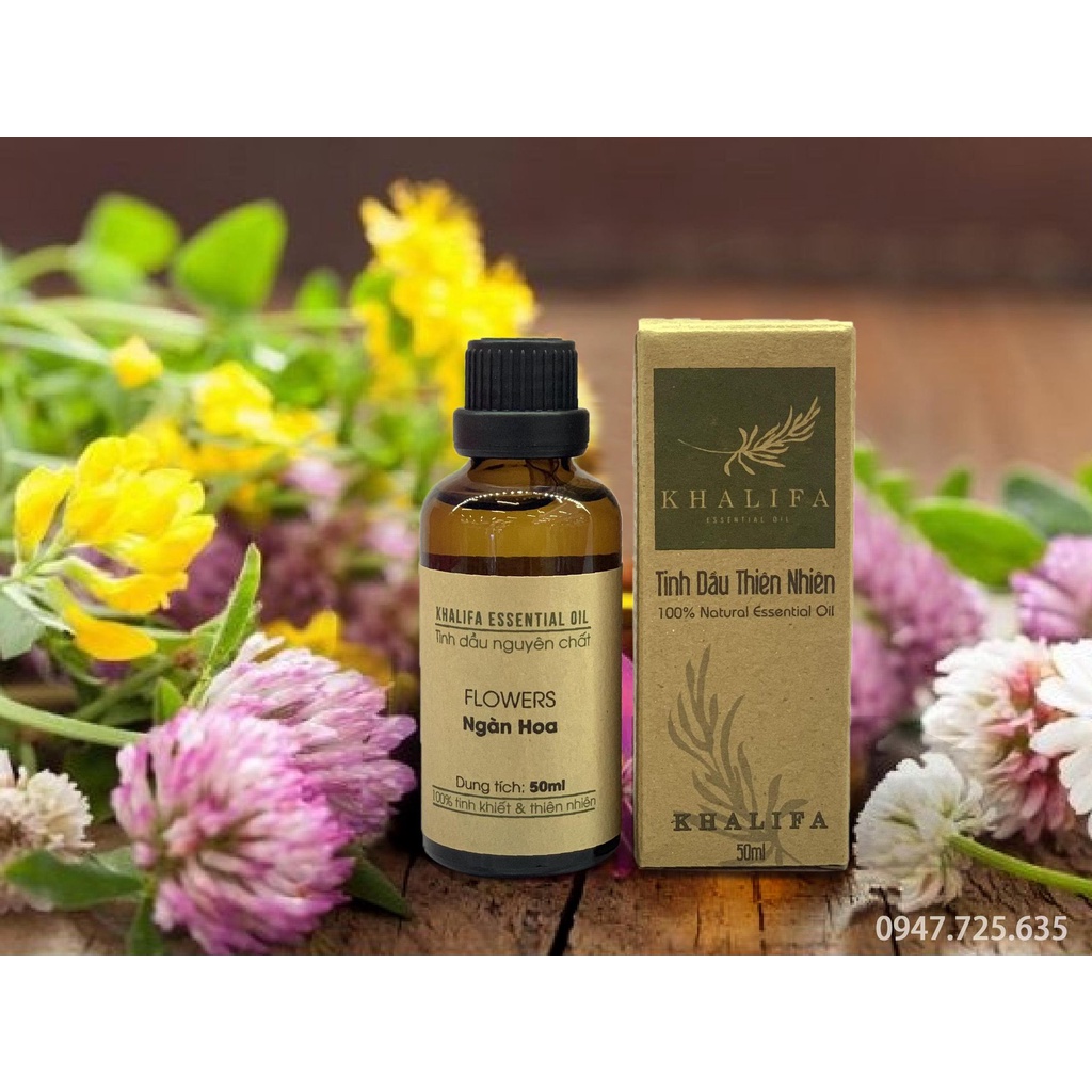 Tinh Dầu Ngàn Hoa Nguyên Chất Khalifa 50ml Tốt Cho Da Giảm Stress Khử Mùi Chống Say Xe Hàng Chính Hãng