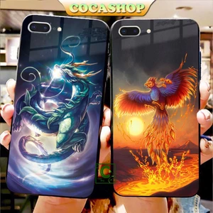 Ốp iPhone Mặt Kính Nano Dẻo - Dragon Blue và Phượng Hoàng Lửa
