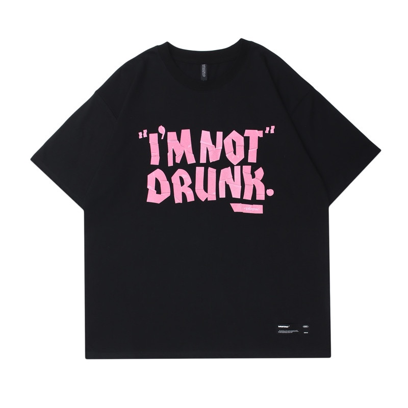 Áo Thun Nam HappyFamily Form Rộng In Chữ I'M NOT DRUNK Cotton 100 Cao Cấp