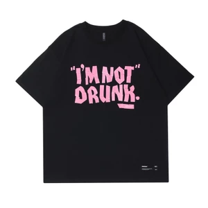 Áo Thun Nam HappyFamily Form Rộng In Chữ I'M NOT DRUNK Cotton 100 Cao Cấp