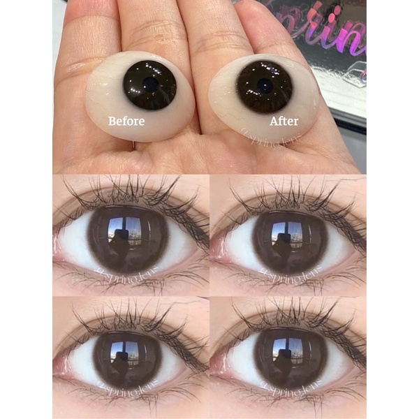 Kính áp tròng SOFF BROWN nâu choco tự nhiên có giãn 1 tháng | Spring Lens
