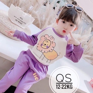 Bộ dài bo ống bé gái hình hoa